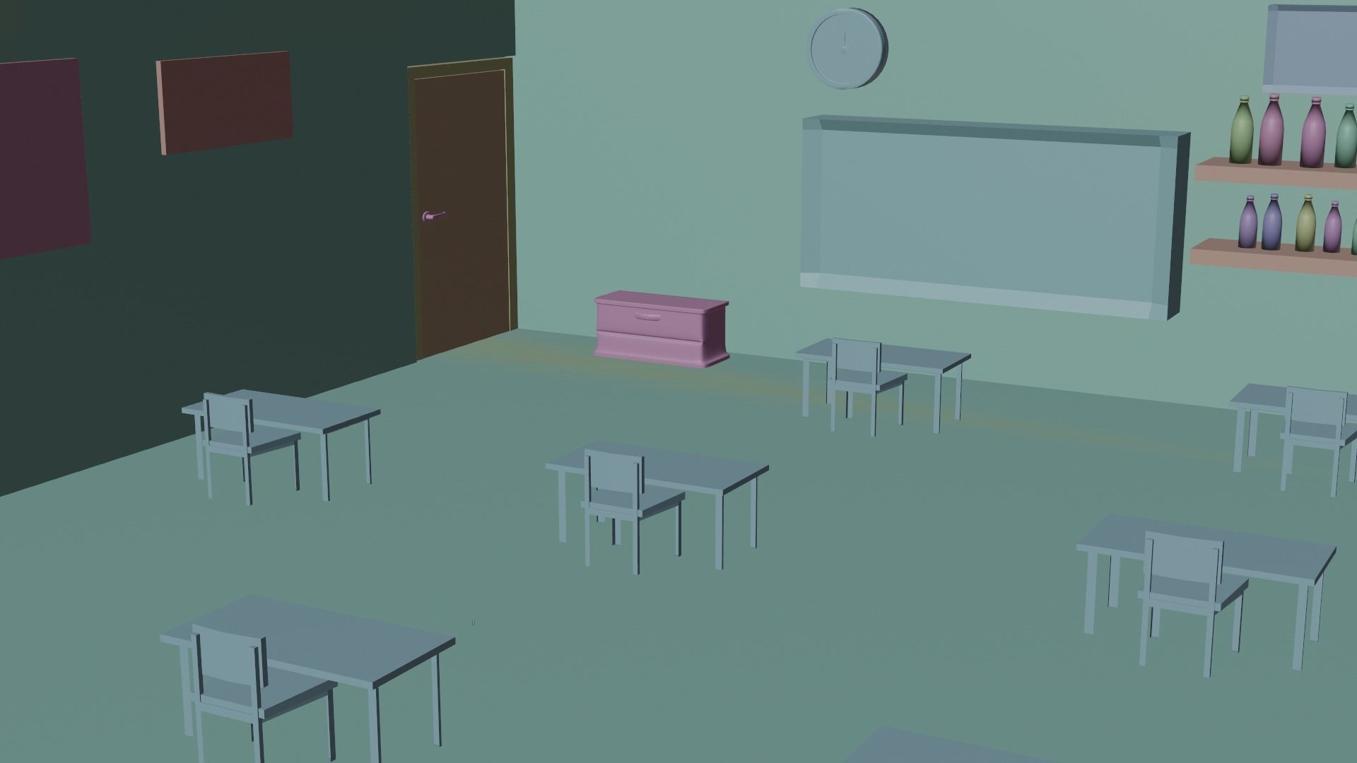 Cartoon classroom Free 3D model_5