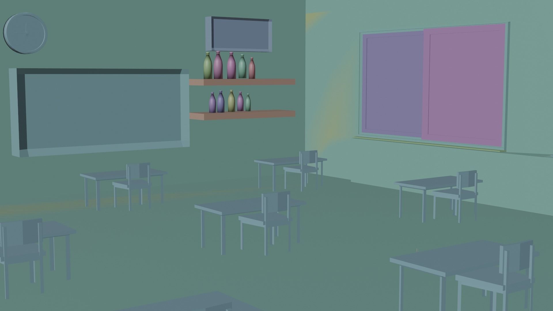 Cartoon classroom Free 3D model_6