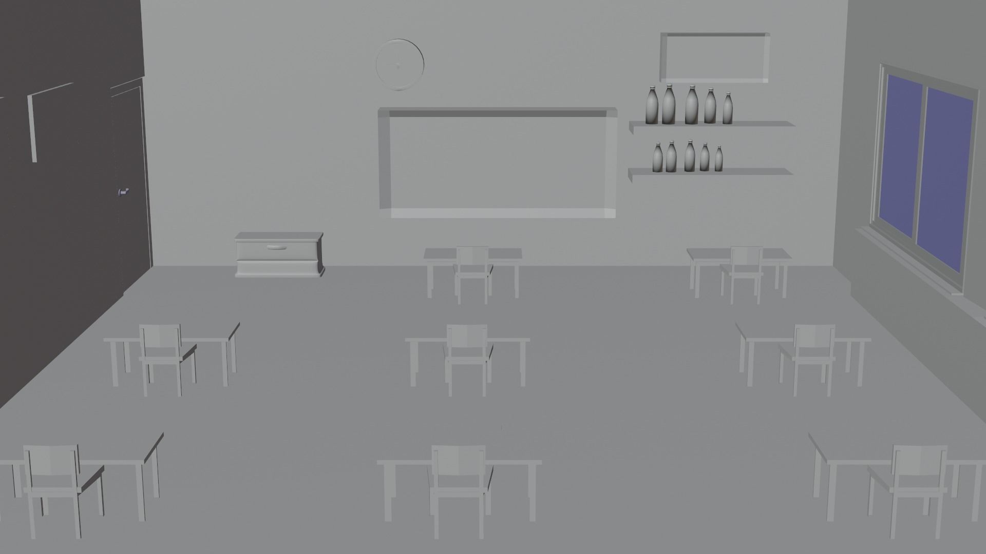 Cartoon classroom Free 3D model_3