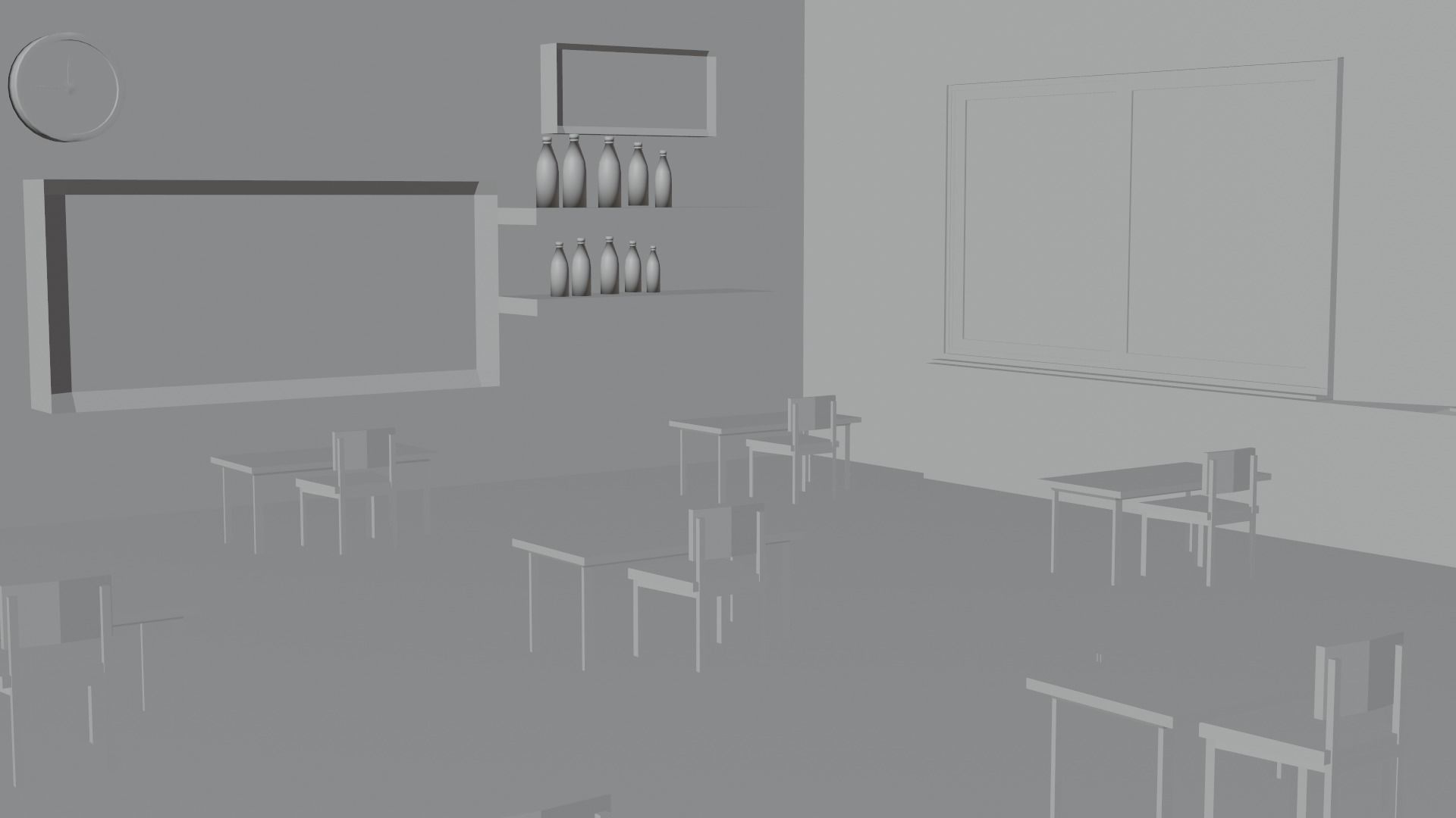 Cartoon classroom Free 3D model_7