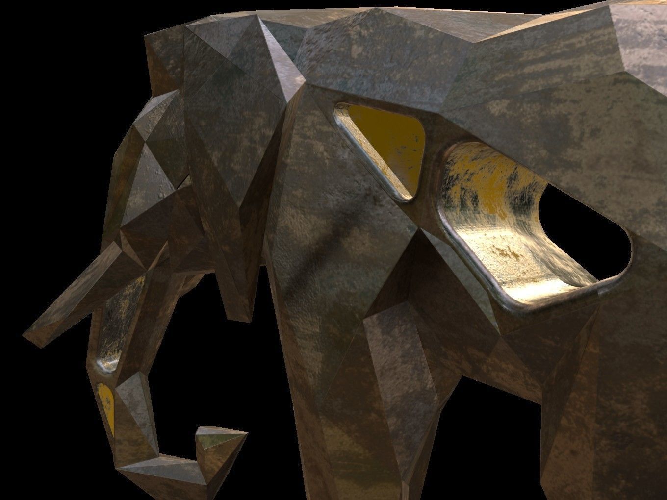 Steampunk Elephant Low-poly 3D model_8
