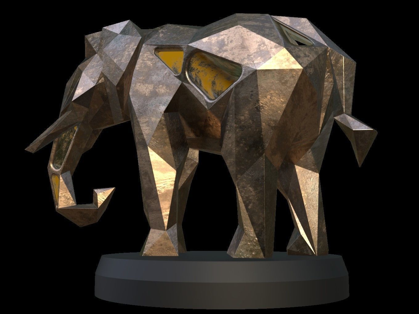 Steampunk Elephant Low-poly 3D model_1