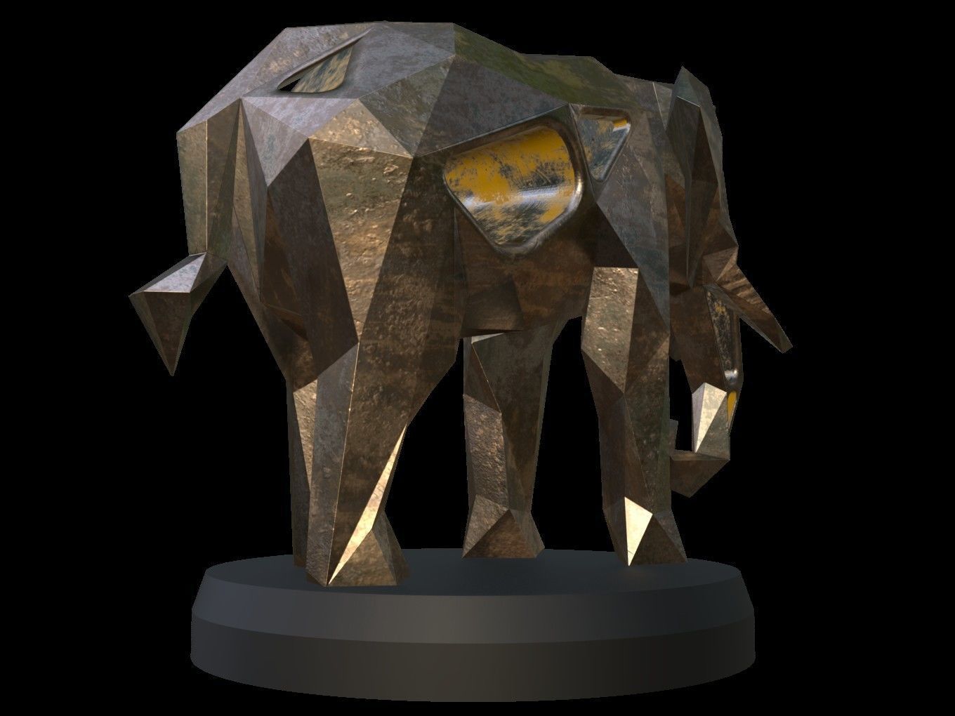 Steampunk Elephant Low-poly 3D model_3