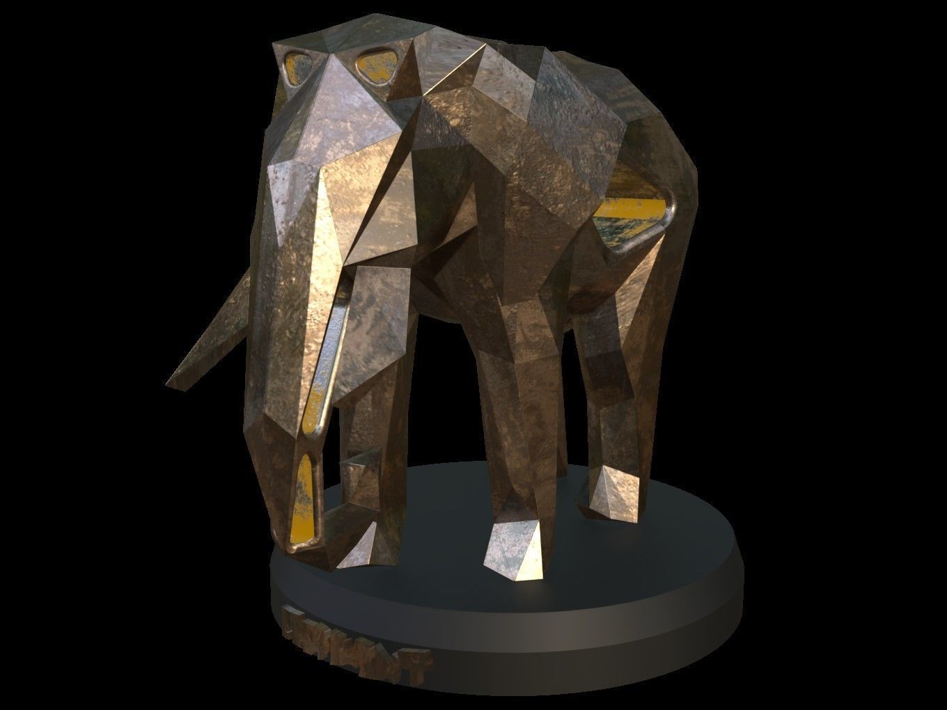 Steampunk Elephant Low-poly 3D model_7
