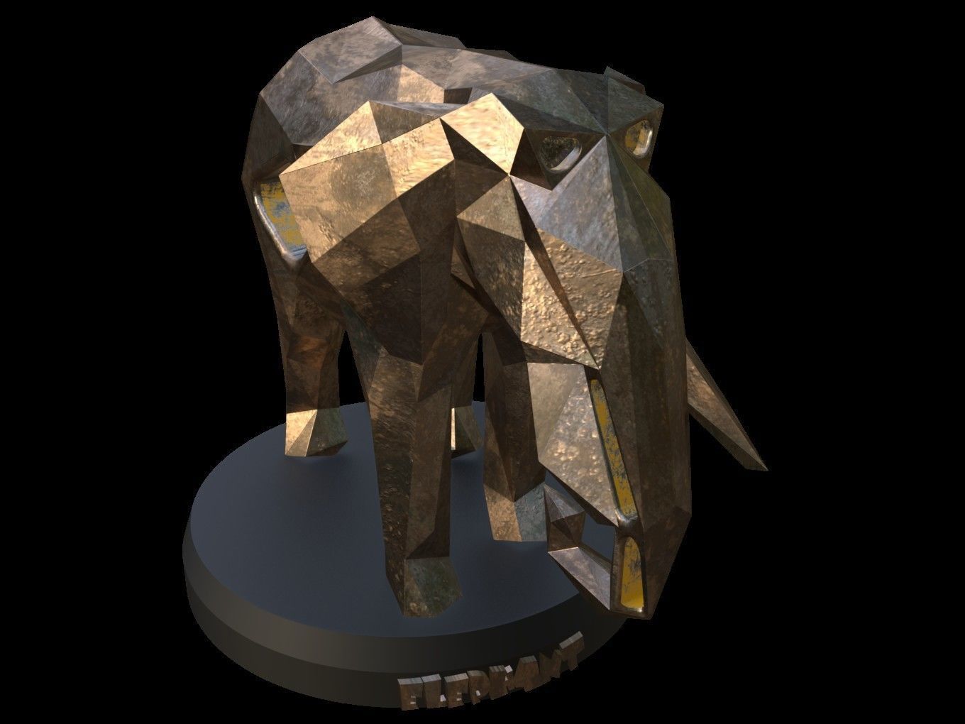 Steampunk Elephant Low-poly 3D model_6