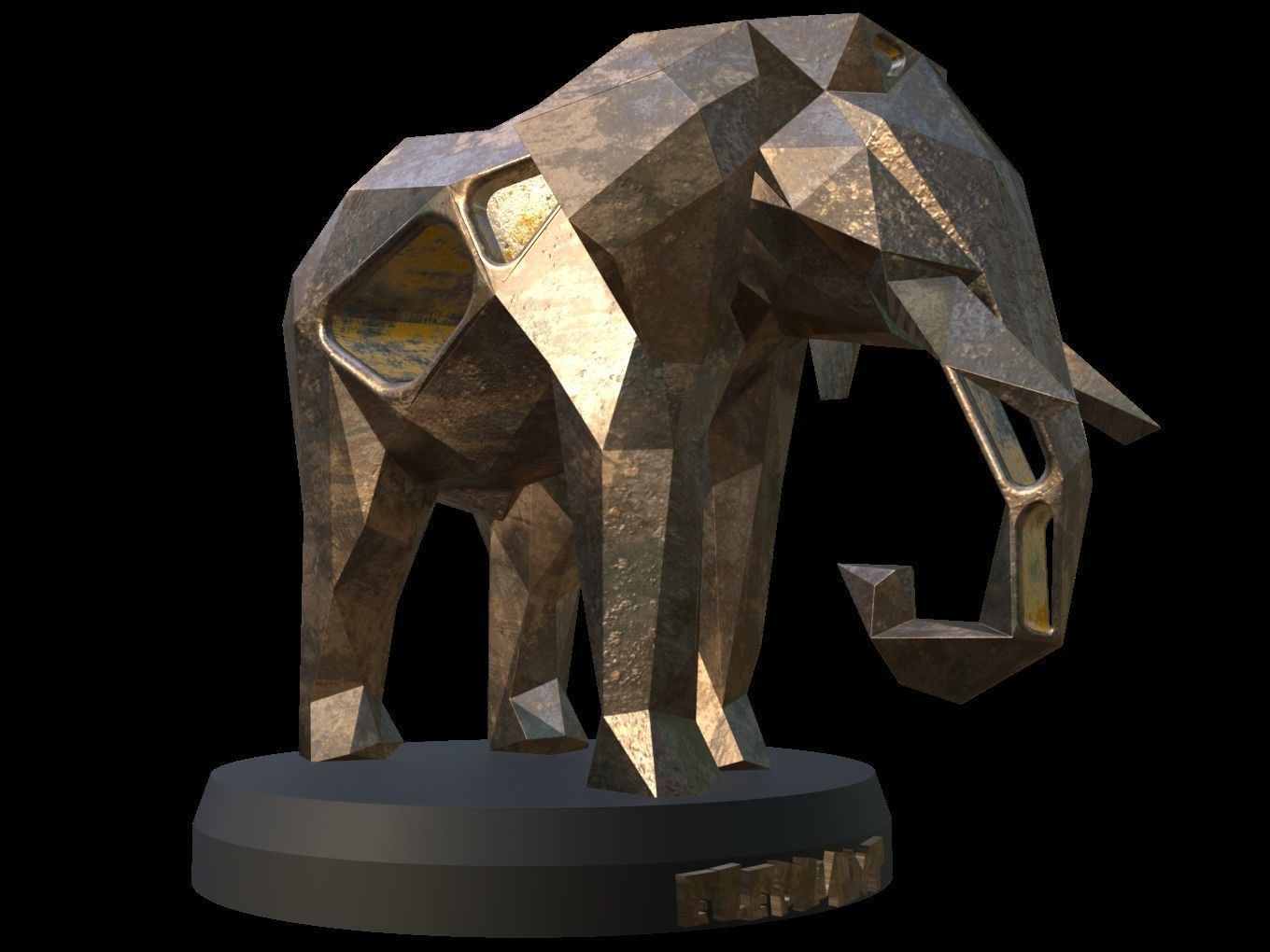 Steampunk Elephant Low-poly 3D model_5