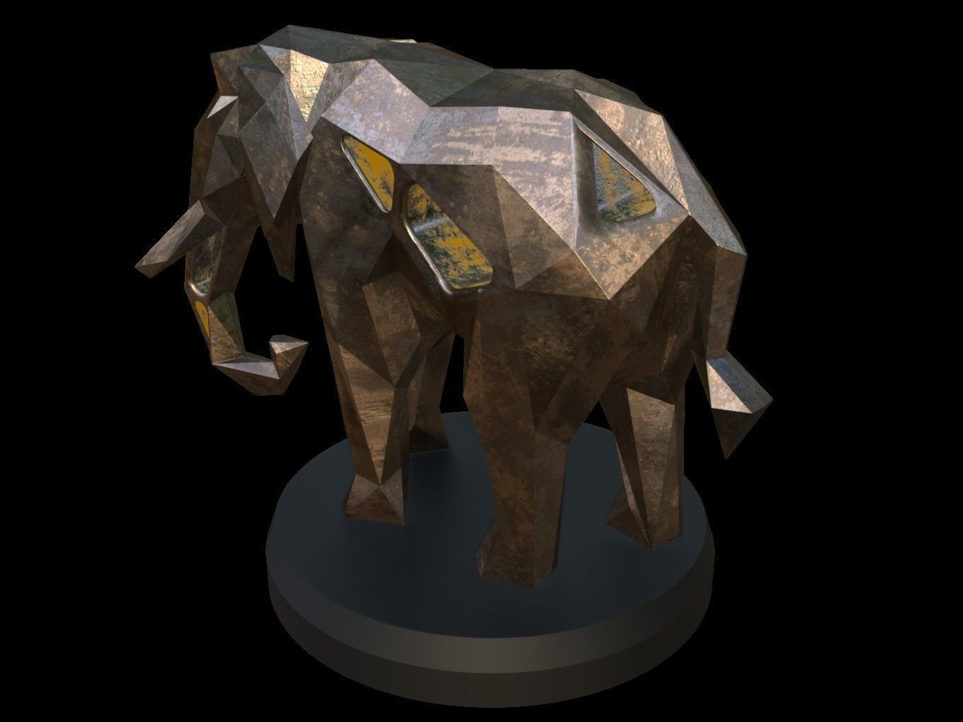 Steampunk Elephant Low-poly 3D model_2