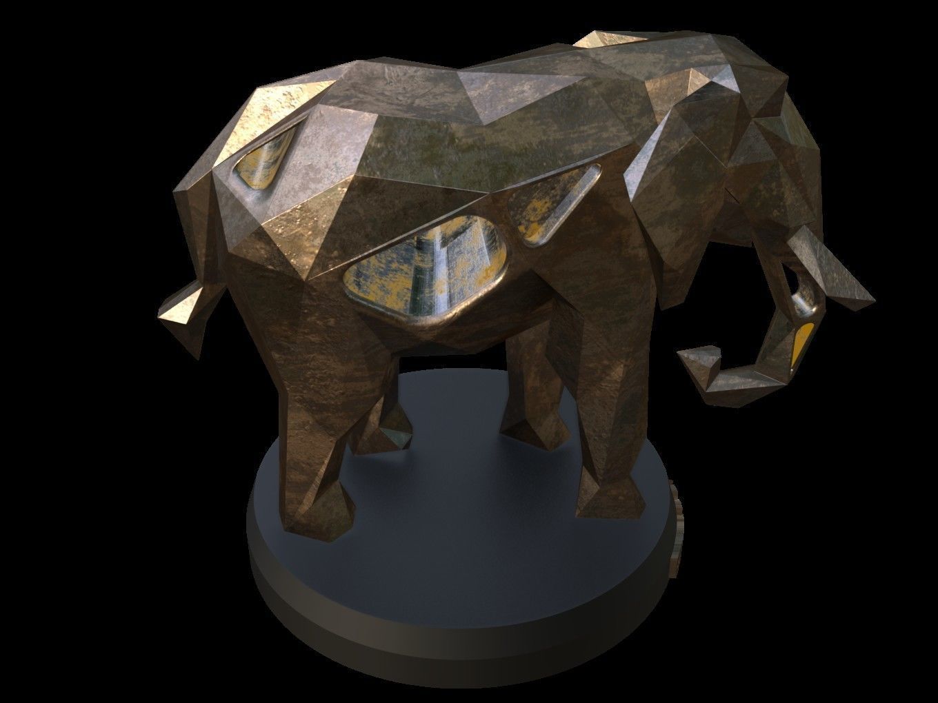 Steampunk Elephant Low-poly 3D model_4