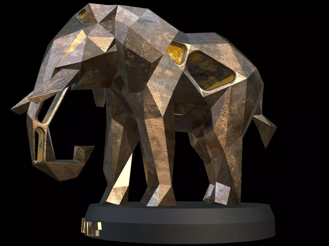 Steampunk Elephant Low-poly 3D model_0