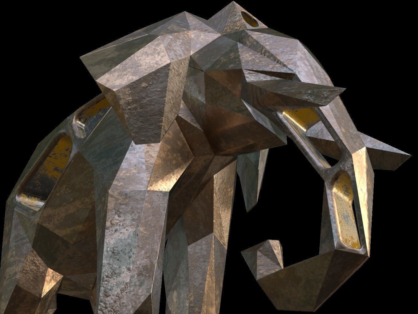 Steampunk Elephant Low-poly 3D model_9