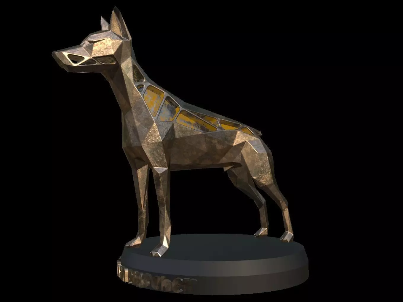 Steampunk Doberman Pinscher  Low-poly 3D model_0
