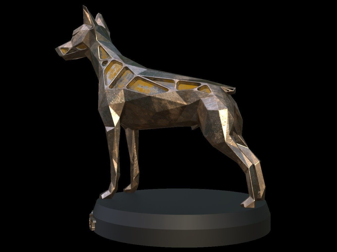 Steampunk Doberman Pinscher  Low-poly 3D model_2