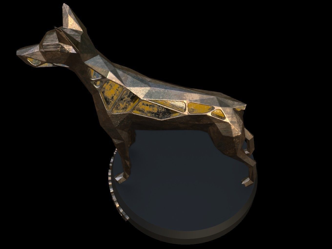 Steampunk Doberman Pinscher  Low-poly 3D model_1