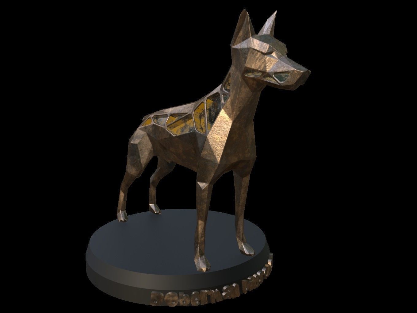 Steampunk Doberman Pinscher  Low-poly 3D model_8