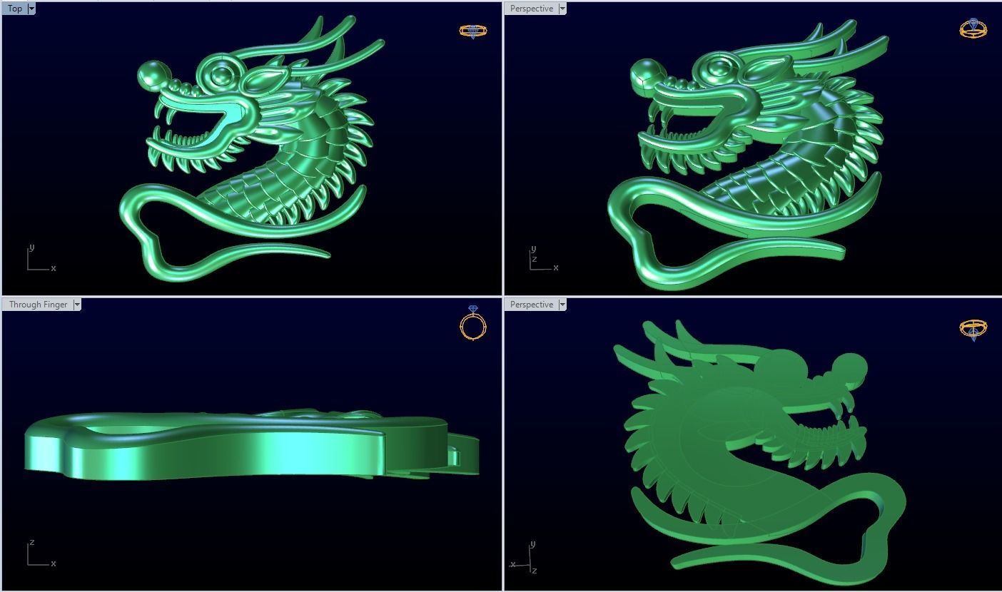 Dragon for jewelry - Dragon for ring - Dragon for pendant  N1157 3D print model_5