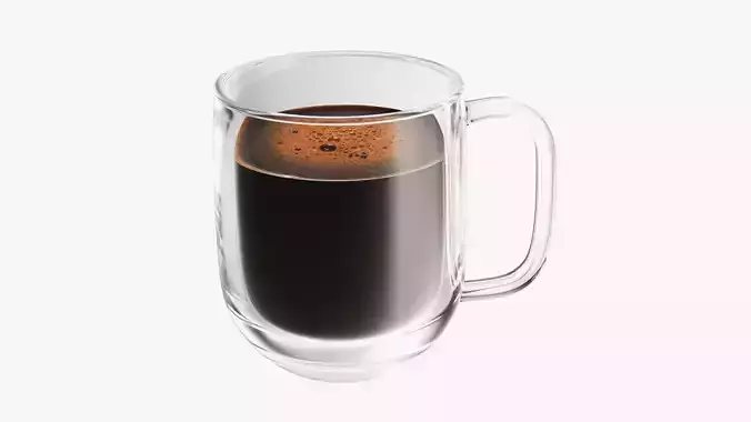 Transparent glass coffee mug with handle 02 3D model