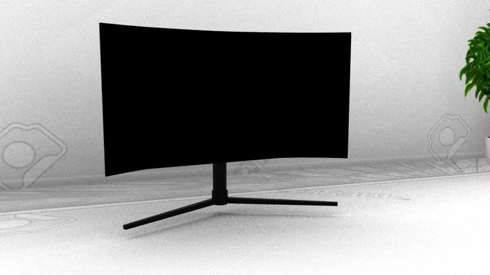 MONITER curved tv stand 3D model_0