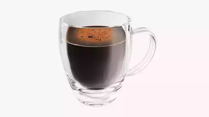 Transparent glass coffee mug with handle 04 3D model