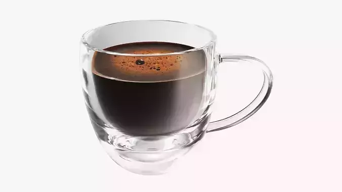 Transparent glass coffee mug with handle 05 3D model