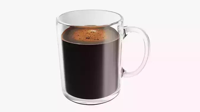 Transparent glass coffee mug with handle 06