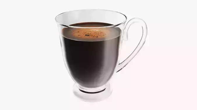 Transparent glass coffee mug with handle 07