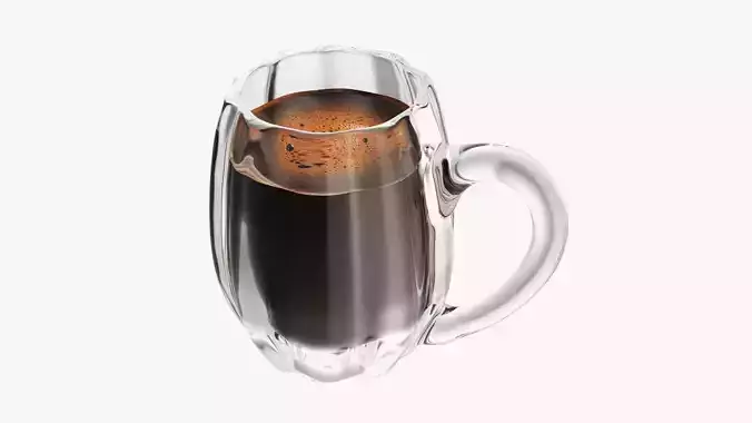 Transparent glass coffee mug with handle 08