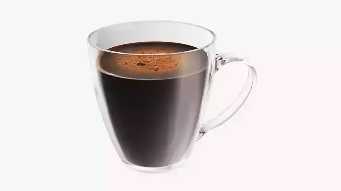 Transparent glass coffee mug with handle 09 3D model