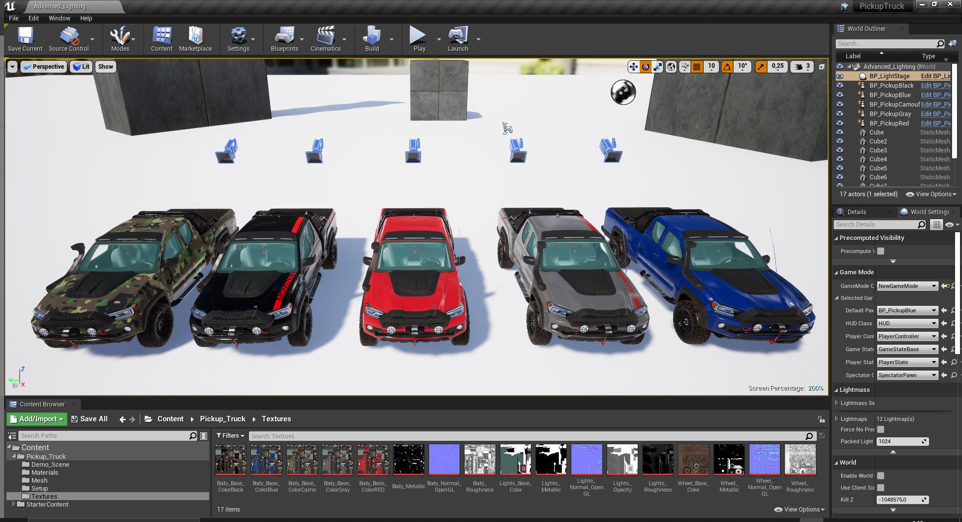 UE4 Pickup Truck Pack Vehicle Car Low-poly 3D model_3