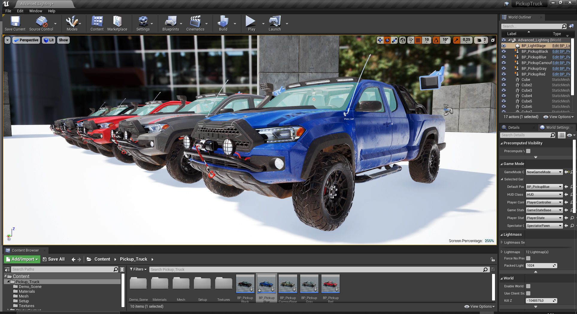 UE4 Pickup Truck Pack Vehicle Car Low-poly 3D model_2