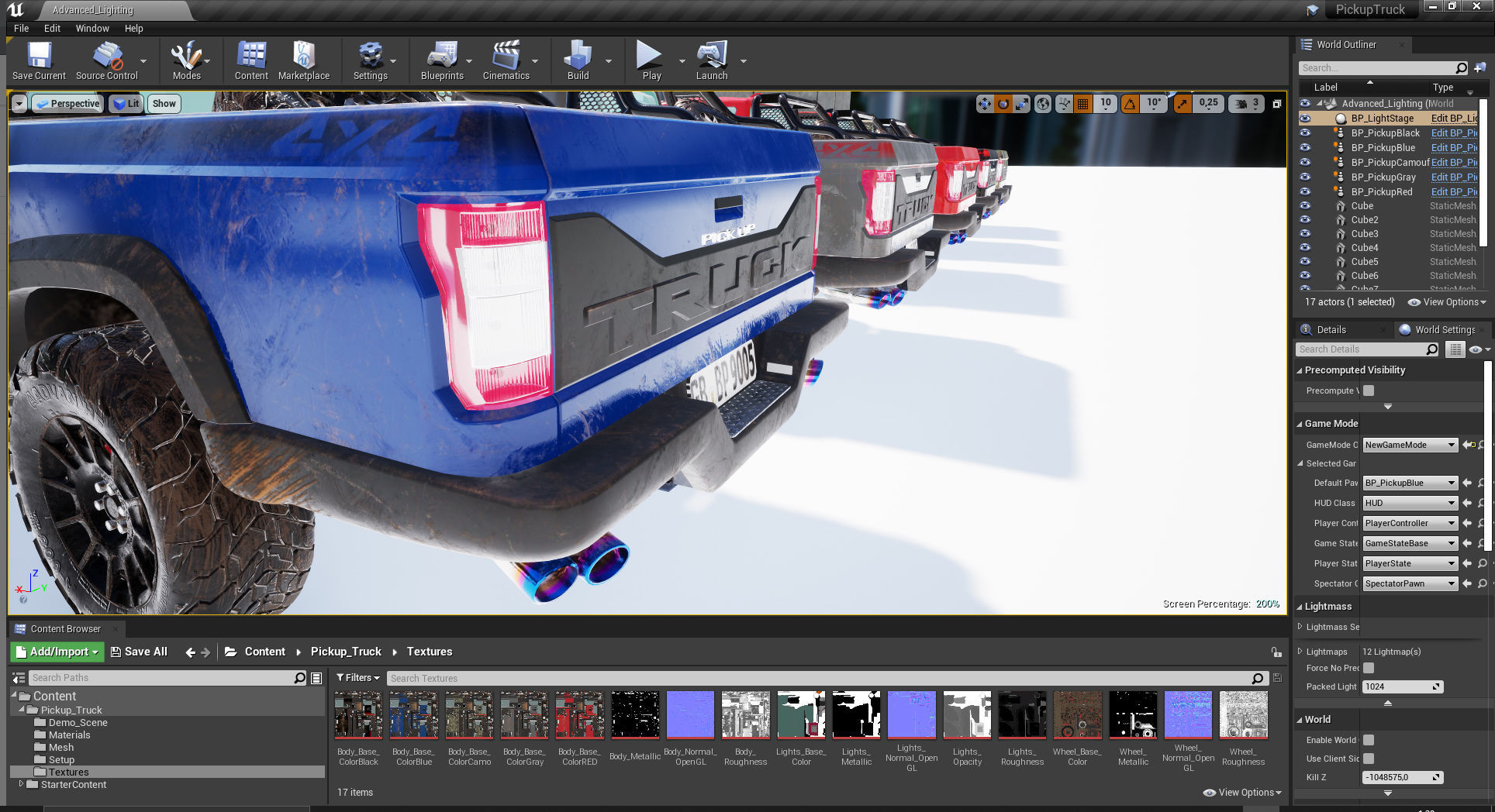 UE4 Pickup Truck Pack Vehicle Car Low-poly 3D model_4