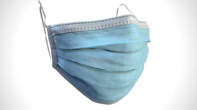 Surgical Face Mask Low-poly 3D model