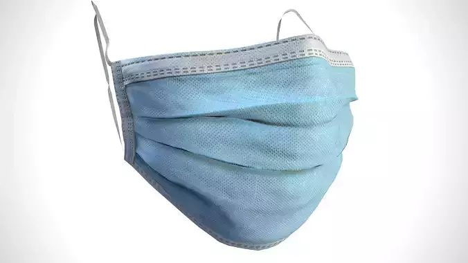 Surgical Face Mask Low-poly 3D model