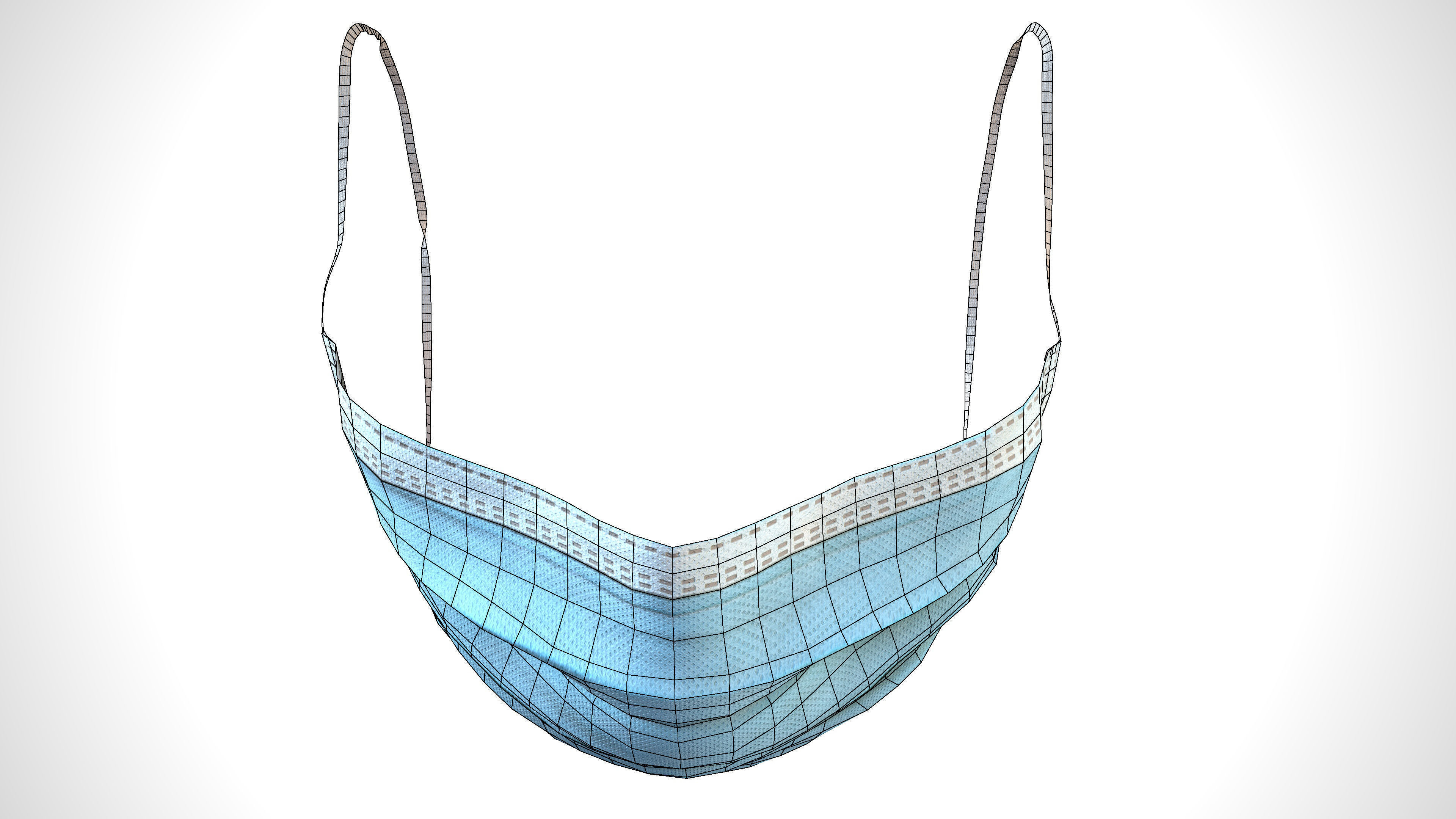 Surgical Face Mask Low-poly 3D model_16