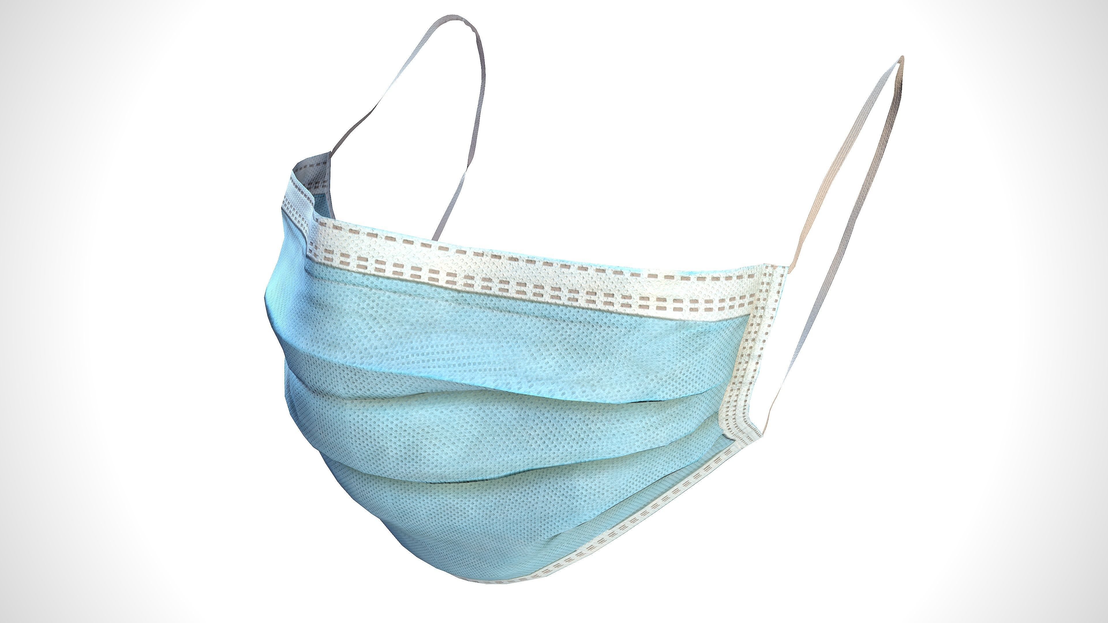 Surgical Face Mask Low-poly 3D model_6