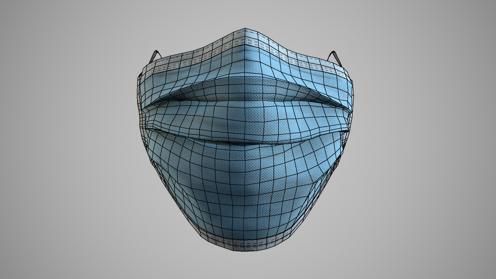 Surgical Face Mask Low-poly 3D model_14