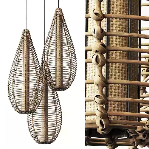 Lamp wicker branch rattan spindle 3D model