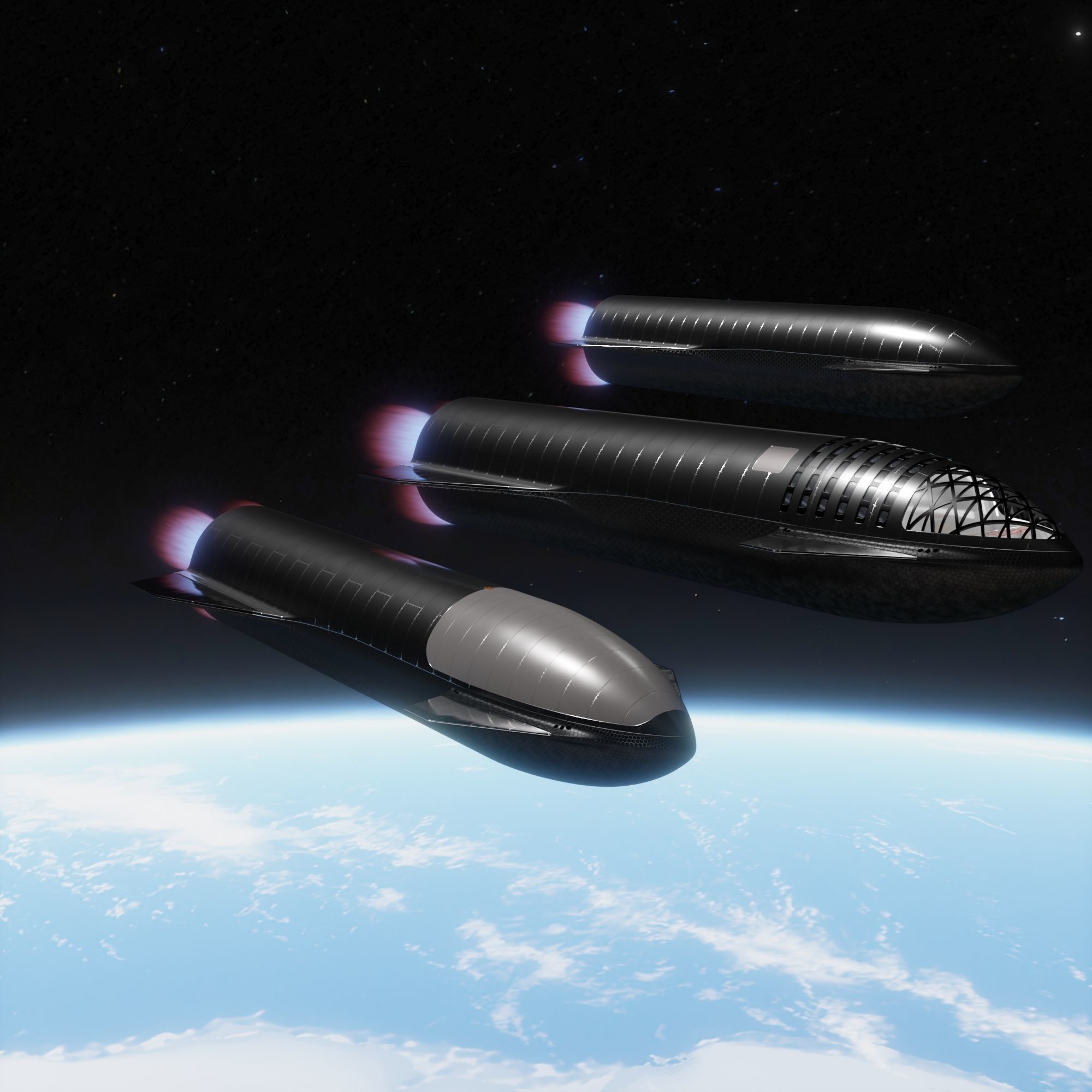 SpaceX Starship Crew Cargo and Tanker version 3D model_12