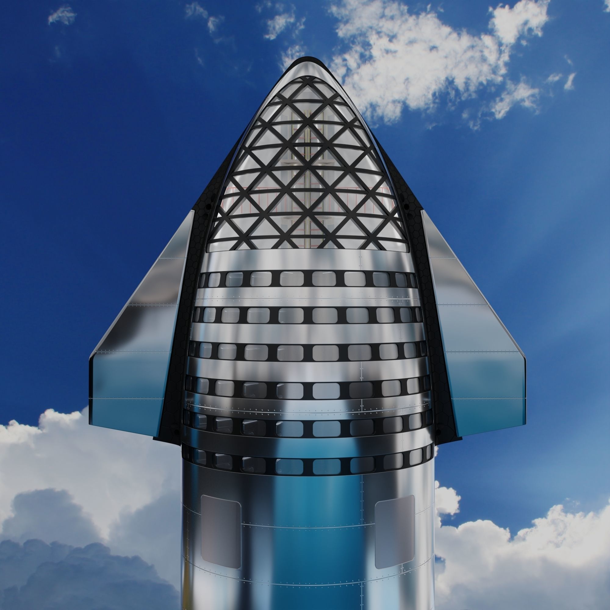 SpaceX Starship Crew Cargo and Tanker version 3D model_7