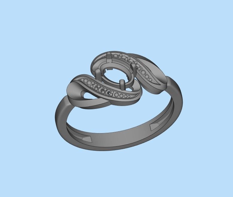 Women ring with gems 3dm stl 3D print model_34