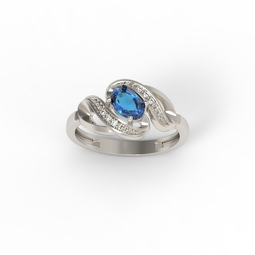 Women ring with gems 3dm stl 3D print model_13
