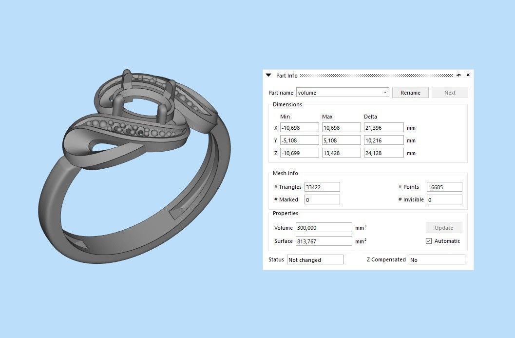 Women ring with gems 3dm stl 3D print model_10