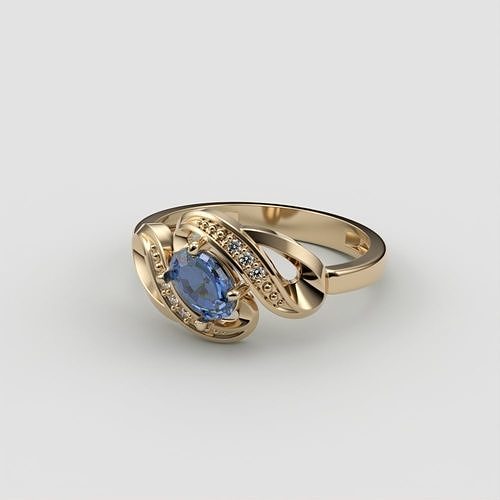 Women ring with gems 3dm stl 3D print model