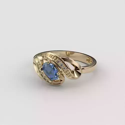 Women ring with gems 3dm stl