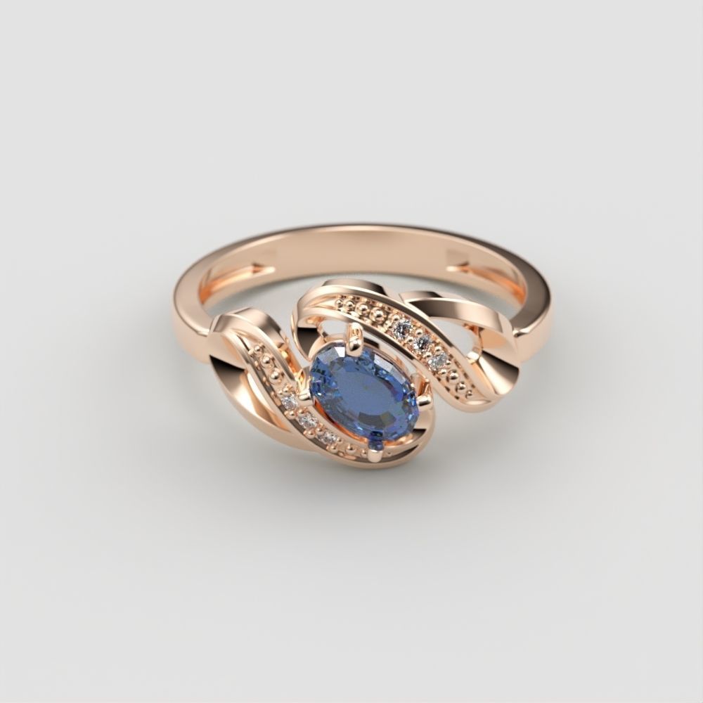 Women ring with gems 3dm stl 3D print model_4