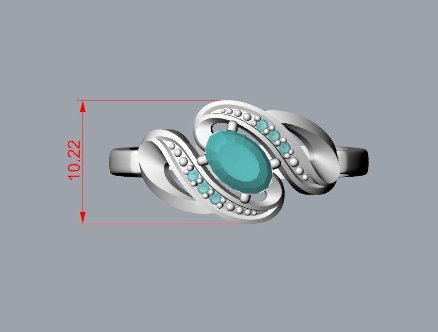 Women ring with gems 3dm stl 3D print model_28