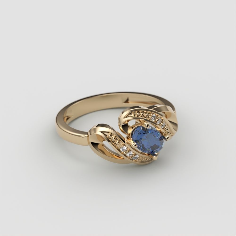 Women ring with gems 3dm stl 3D print model_6