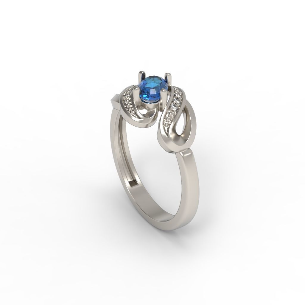 Women ring with gems 3dm stl 3D print model_18
