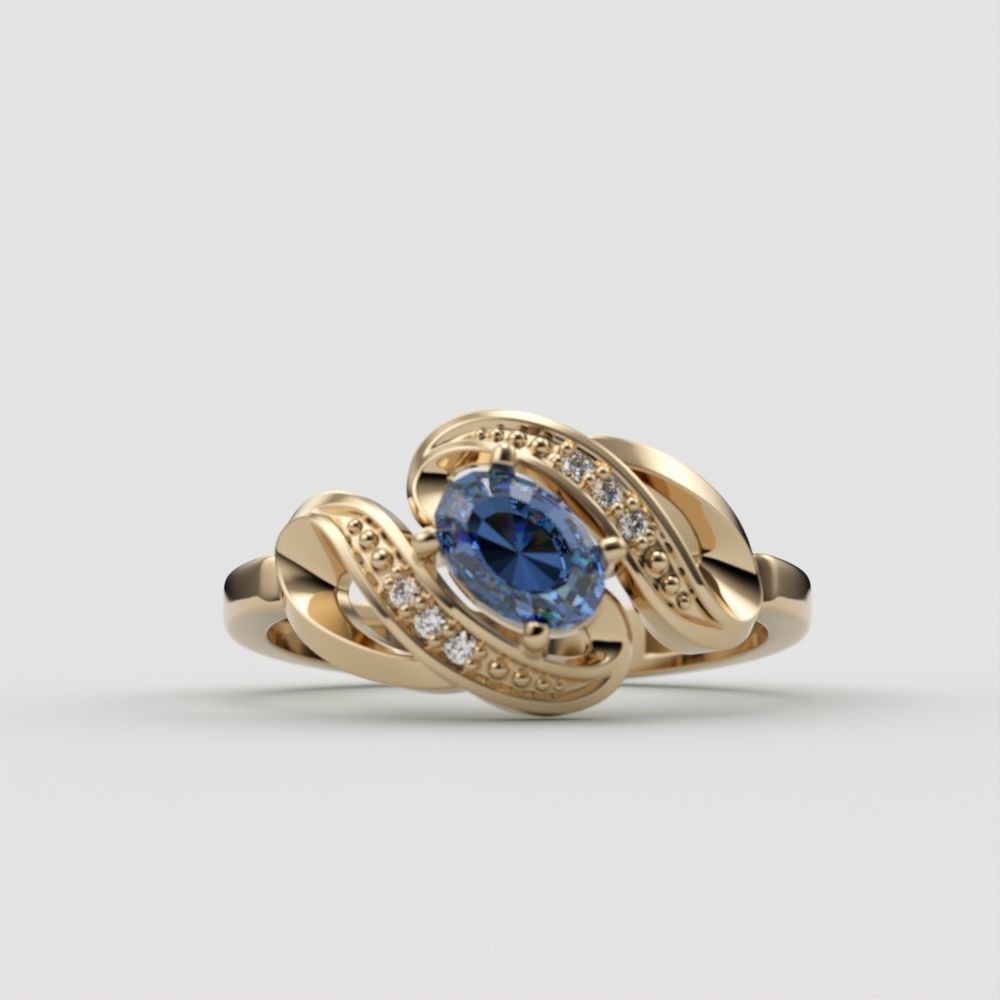 Women ring with gems 3dm stl 3D print model_5