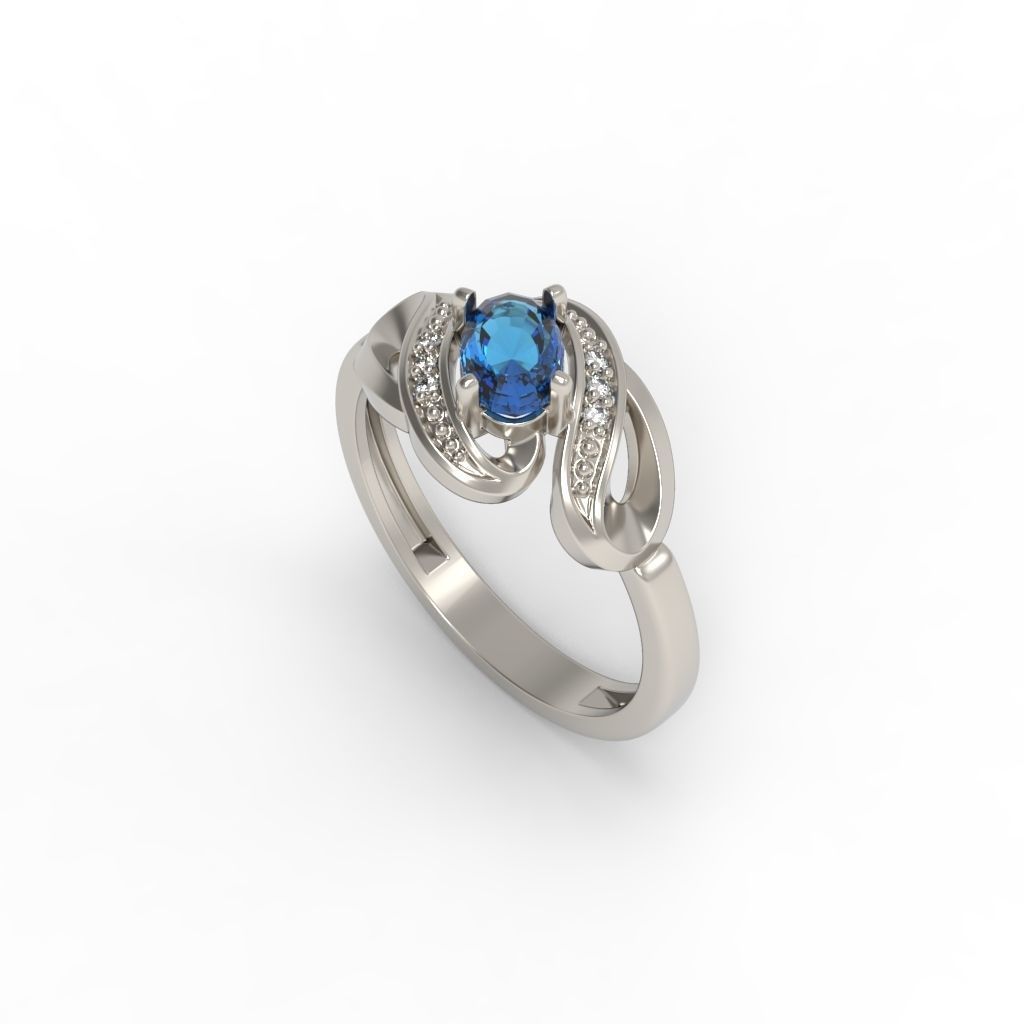 Women ring with gems 3dm stl 3D print model_19