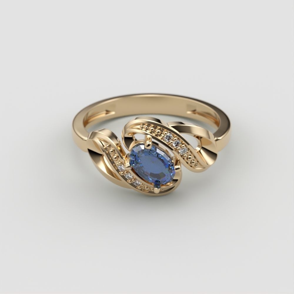 Women ring with gems 3dm stl 3D print model_1
